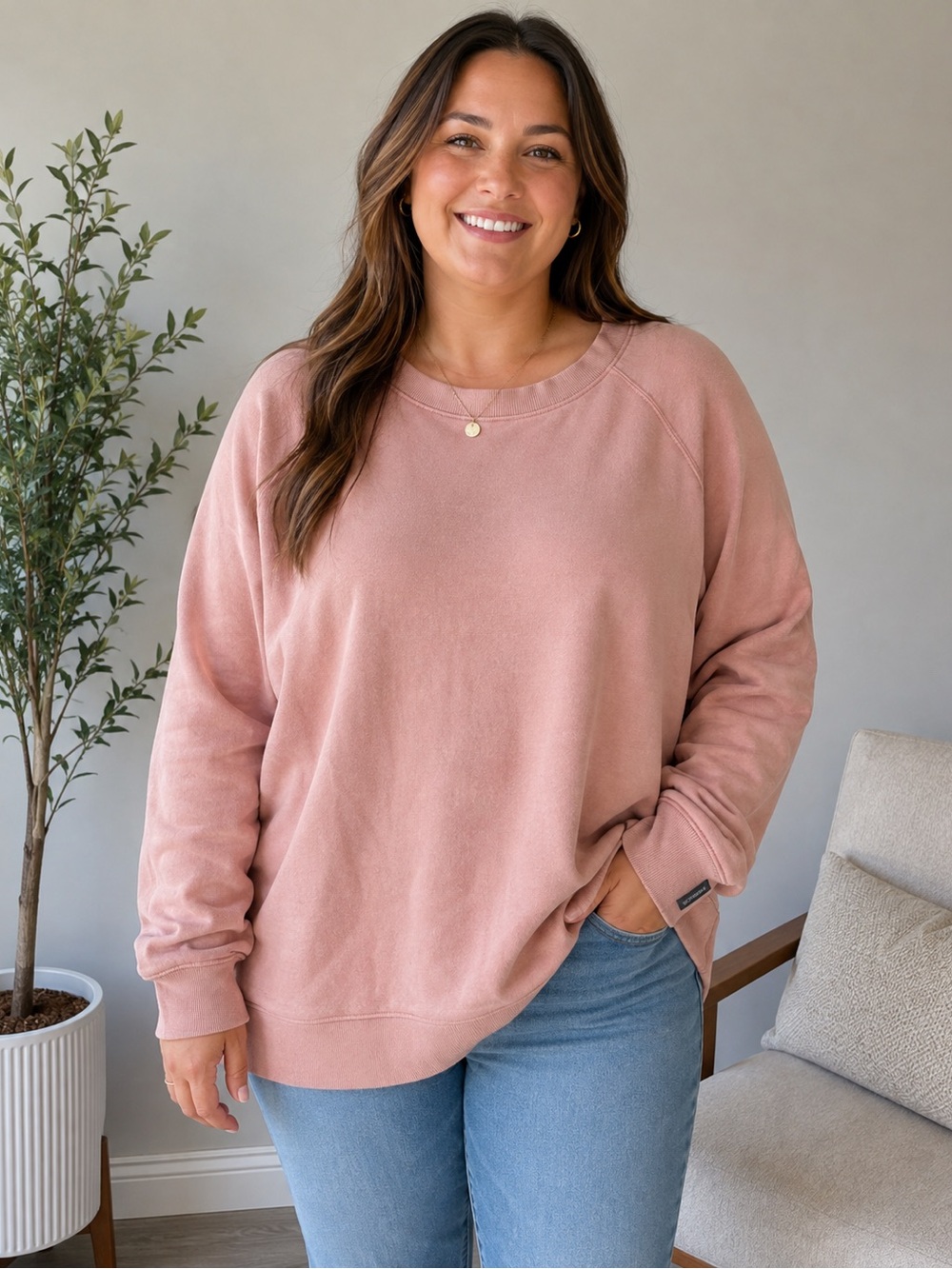 Women’s Eddie Bauer Soft Pink Crewneck Sweatshirt- Size XL